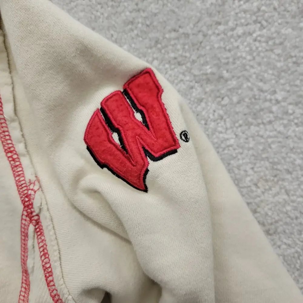 Wisconsin Badgers Hoodie Womens XL Colosseum Cream Embroidered NCAA Sweatshirt